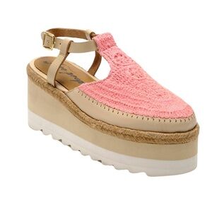 Free People Pink and Beige Platform Sandals